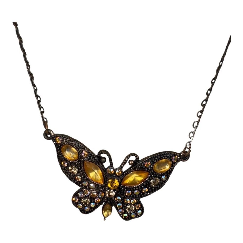 Rhinestone Butterfly Necklace‎